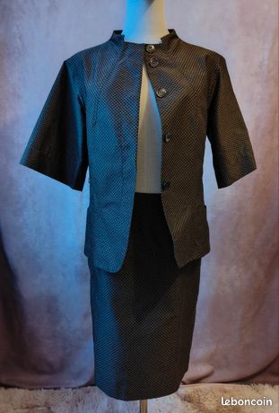 Ensemble Tailleur Jonnie - Veste Et Jupe Carreaux 100% Coton - Taille 46 - Occasion Très Bon état
