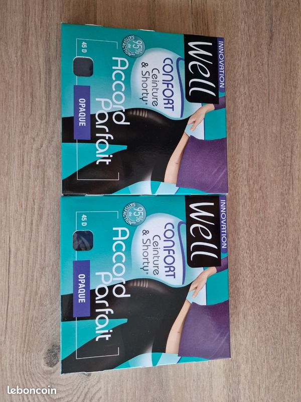 Collants Opaques Noirs Well Taille 4 - 45 Deniers, Confort Parfait