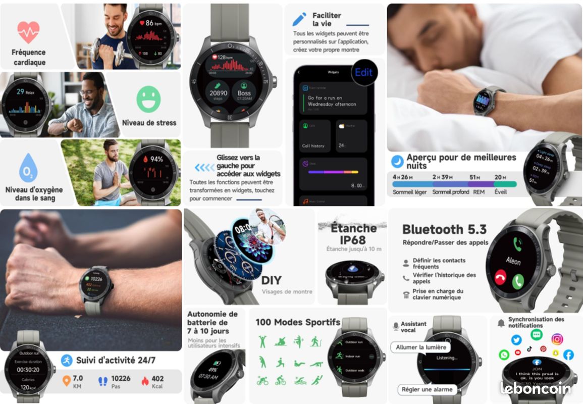 Montre Connectee Montre Intelligente, Alexa Intégrée, 1,83, étanche IP68, 100 Montre Connectée Femme Xiaomi