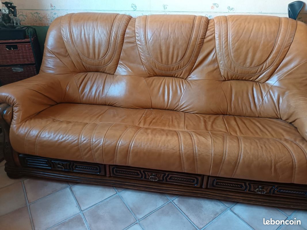 Canapé cuir marron (image 2)