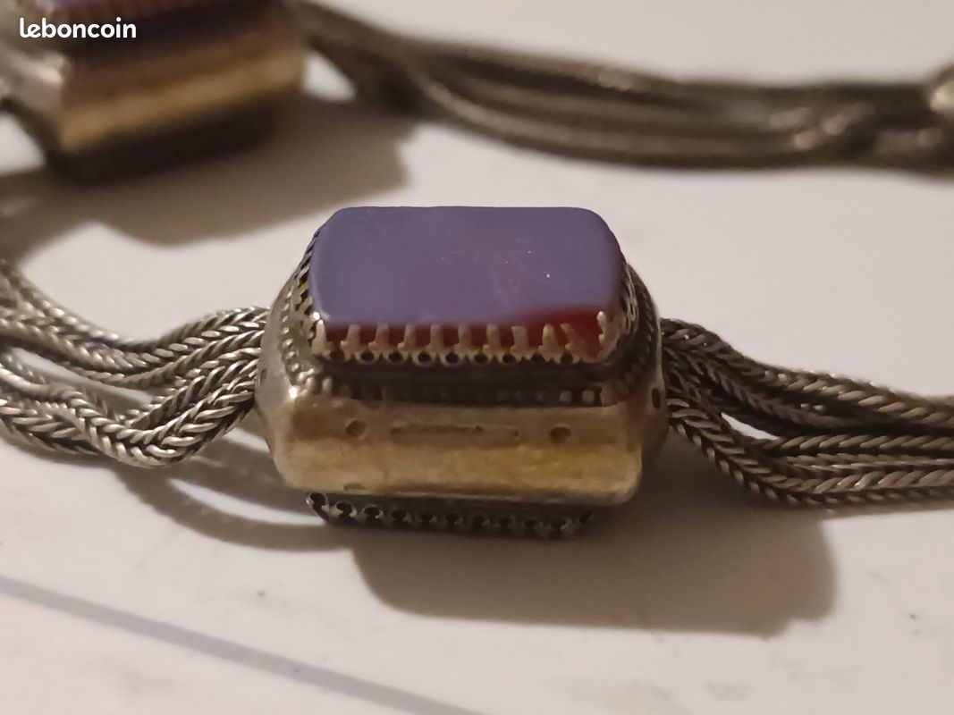 ANCIEN CLAVET CHÂTELAINE chaîne montre à gousset argenté superbement