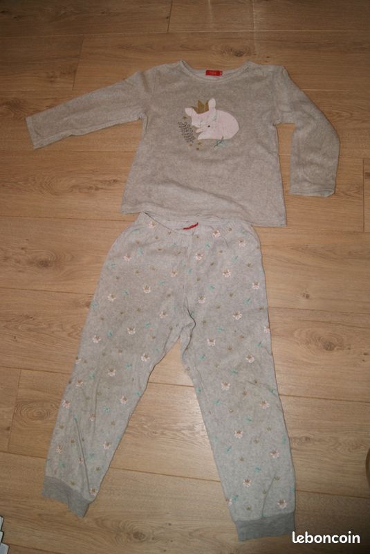 Pyjama hiver fille 8 ans gris avec motif pailleté (image 1)