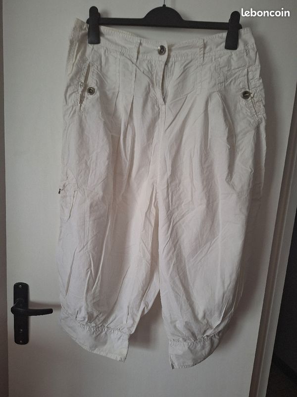 Pantacourt femme blanc (image 6)
