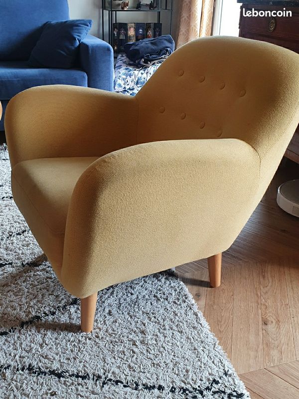 Fauteuil scandinave BUT jaune (image 4)