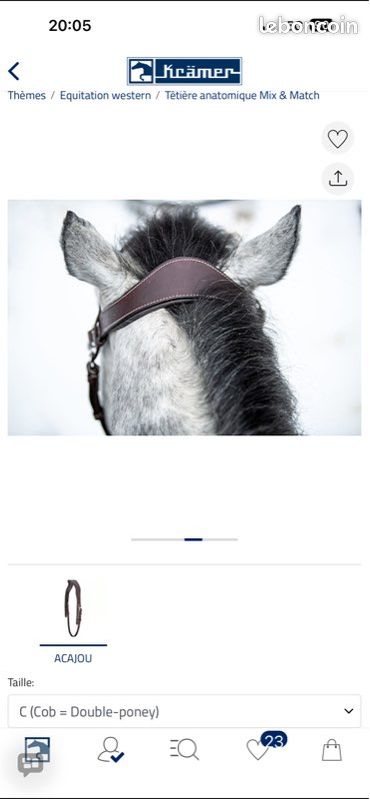 Têtière Cheval Kay Equine - Cuir Marron - Fleurs Violettes Et Strass - Occasion