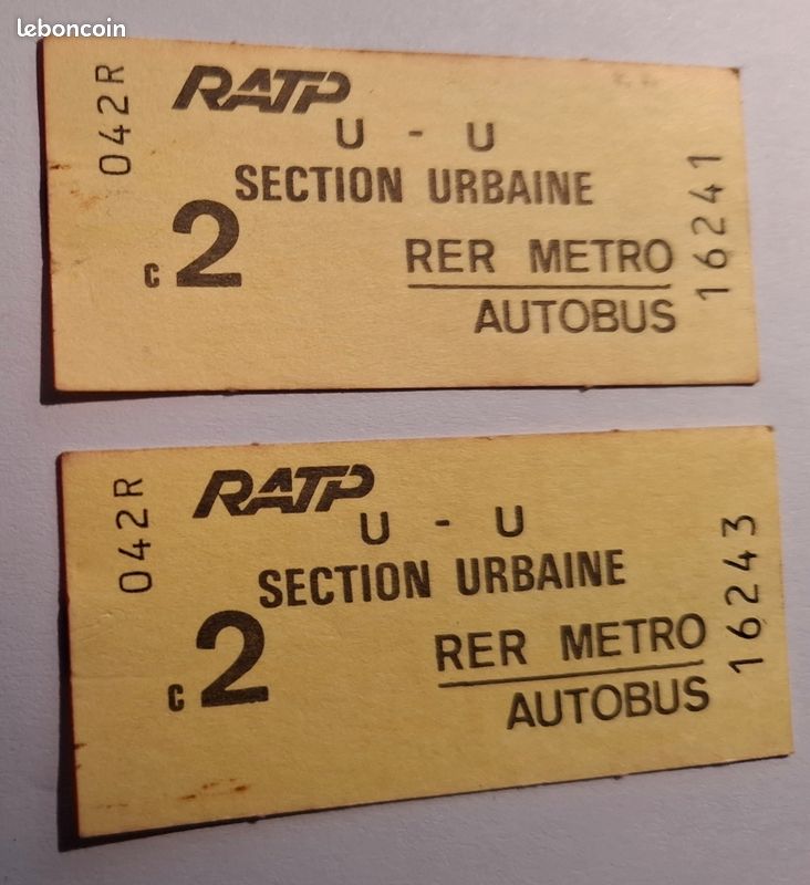 TICKET T+ Ticket de METRO RER OPTILE STIF RATP SNCF EUR 3,95 - FR