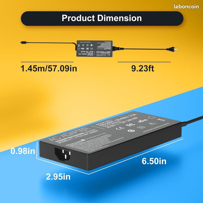 Chargeur 240 W compatible avec Asus ROG Zephyrus G16 G14 GA605 GU605 GA403 Flow Z13 GZ302 TUF Gaming A16 FA608 ProArt PX13 HN7306 P16 H7606 Bloc d'alimentation pour ordinateur portable (image 3)