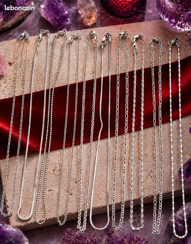 Lot de 10 chaines en argent véritable poinçonné 925 luxury (image 1)