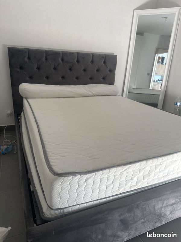 Lit velours coffre160 (image 2)