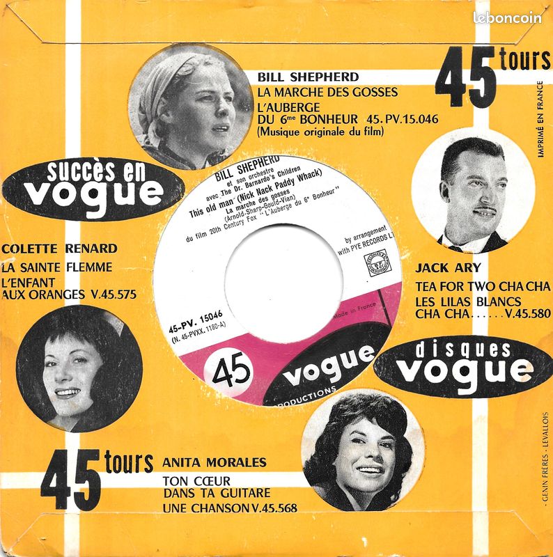 Bill Shepherd : This Old Man (La Marche des Gosses) / The Inn Of The Sixth Happiness (L'Auberge du 6e Bonheur) [Vinyle 45 tours 7" EP] 1958 (image 1)