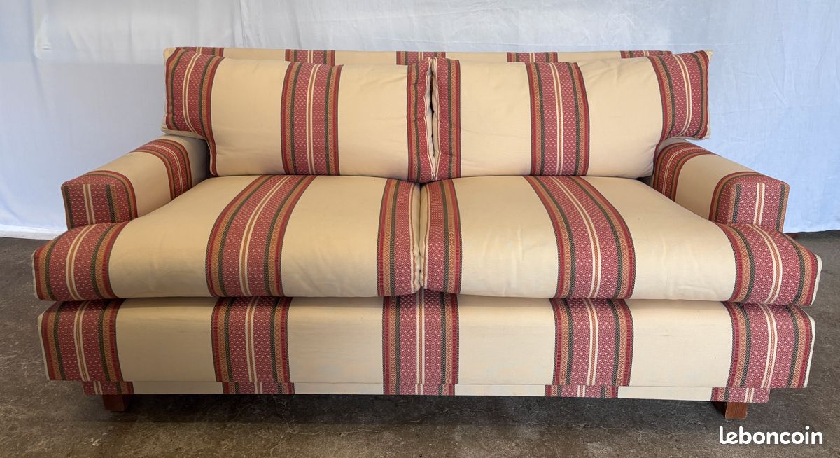 [PAIRE DISPONIBLE] Canapé 2/3 Places – Style Classique à Rayures (image 2)