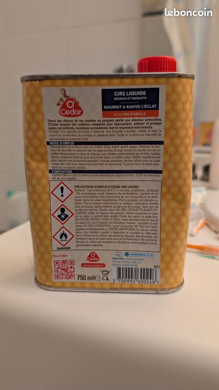 Cire D'abeille Pour Bois Et Parquet – Nourrit Et Fait Briller – O'Cedar Spontex – 0,7 L