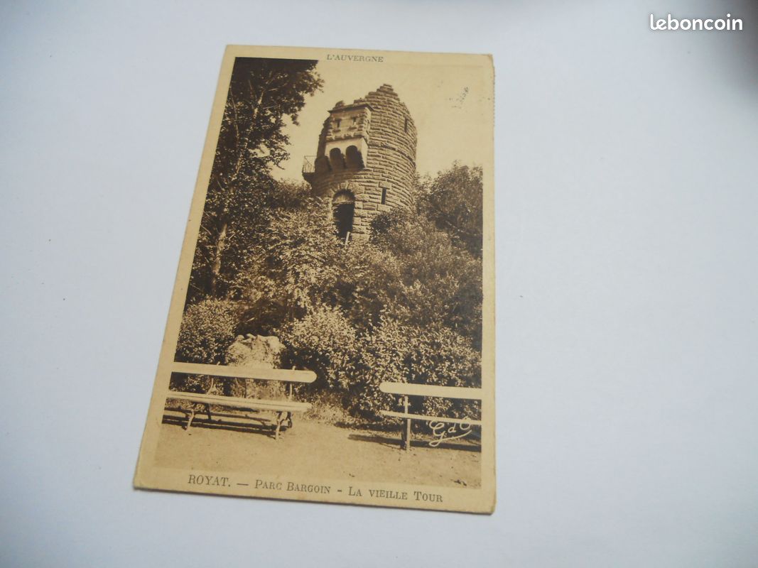 Dep 63 puy de dome carte ancienne en n/bl de 1951 royat parc bargoin la vieille tour edit gouttefangeas / be+ (image 1)