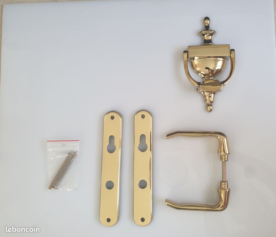 Poignées De Porte Vintage En Laiton Massif Style Art Déco Antique