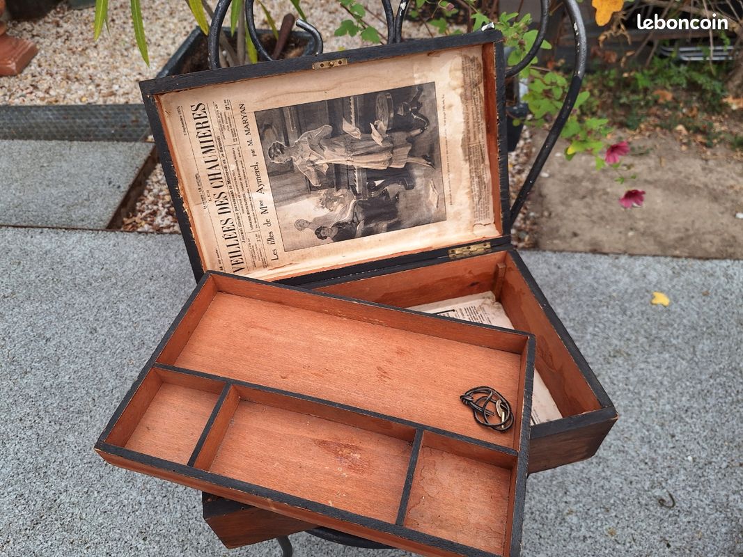 Boîte De Rangement Ancienne Pour Mercerie - Carton Rigide Vert Kaki - Parfait Pour Bobines Et Accessoires De Couture