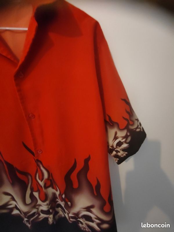 Chemise vintage années 90 2000 flammes crâne taille l Vêtements