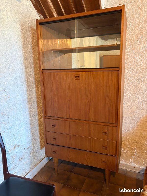 Secrétaire bureau bois vintage années 50/60 (image 3)