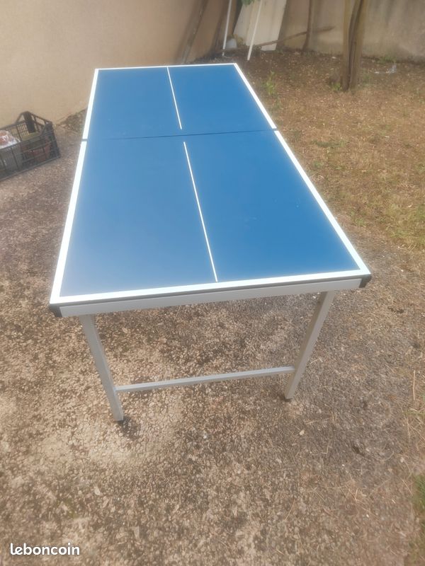 Mini Table De Ping-Pong Pliable – 6 Pieds, Filet, 2 Raquettes Et 3 Balles Inclus, Pour Intérieur Et Extérieur, Gain De Place