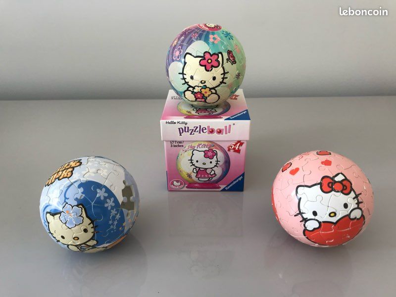 Lot 3 puzzles ball Hello Kitty (image 1)