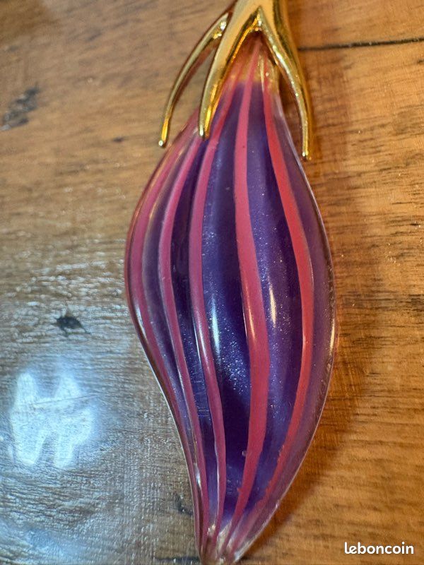 Pendentif Orena Paris Avec Ambre Magnifique - Argenté - Occasion - Fabrication Française