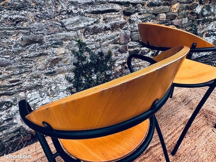 Paire de chaises bois et métal noir (image 12)