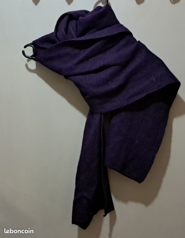 Echarpe unisexe 20% angora violette - T.38x260 cm - Marque Piarossini (image 2)
