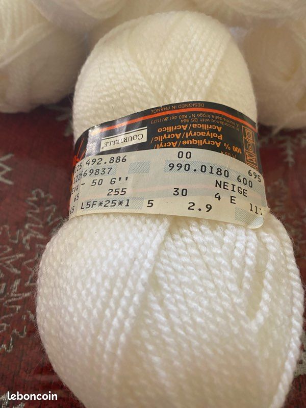 Lot De 5 Pelotes De Laine Blanche Du Portugal - 100g Chacune - Pure Laine - Pour Tricot Et Crochet