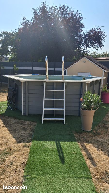Piscine bois octogonale 4 x 4 m complète – liner neuf + accessoires (image 2)