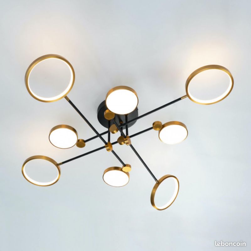 Kosilum grand plafonnier led noir et doré bras entrecroisés - tolani (image 3)