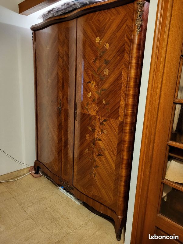 Armoire de chambre marquetee en bois de rose 1m60 longeur hauteur 1m86 profondeur 50 (image 5)