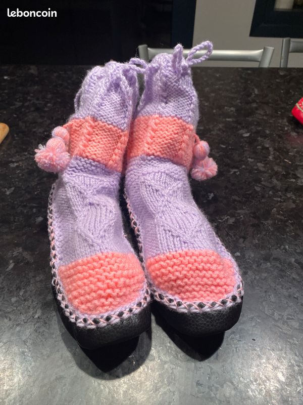 Chaussons laine faits main (image 2)