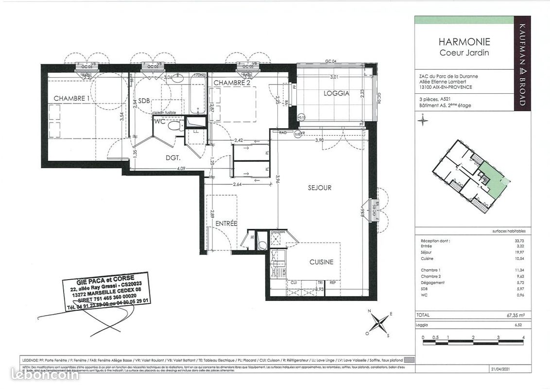 Appartement 3 pièces 67 m² · à Aix-en-Provence · 67 m² · 1 077 €/mois