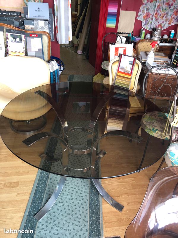 Table à manger chrome et verre (image 3)
