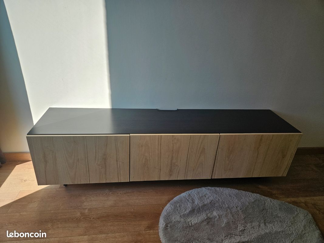 Meuble TV IKEA BESTÅ 180 cm – Noir / effet bois – Très bon état (image 1)