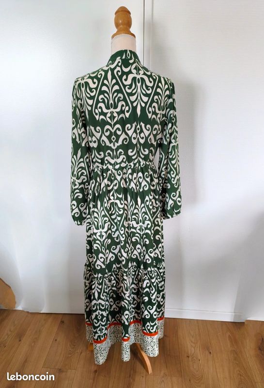 Robe longue imprimé vert et blanc, Joli & Jolly, taille 38 (image 11)