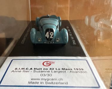 Miniature Simca 8 N°54 - 24 Heures Du Mans 1949 - GCAM 1/43 - Édition Limitée - Bleue
