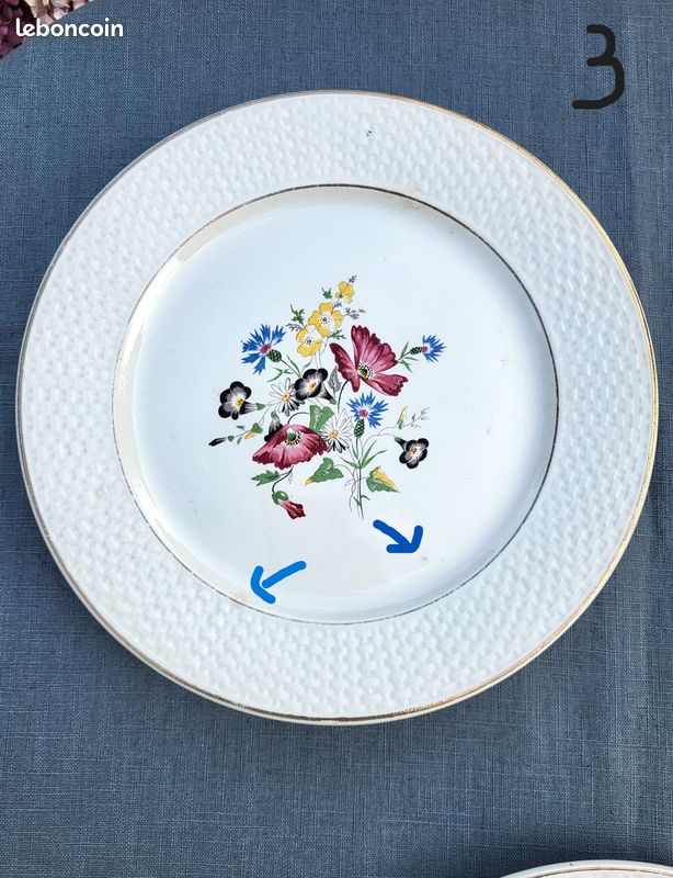 4 assiettes plates Digoin & Sarreguemines France - Madame Vaisselle