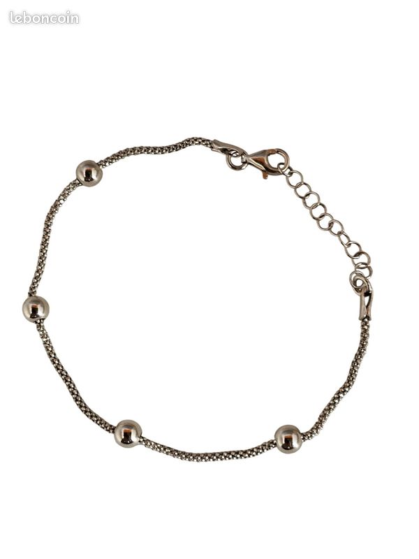 Bracelet Femme En Argent Sterling S925 - Chaine Sculptée Et Poinçonnée - Neuf Sans Emballage