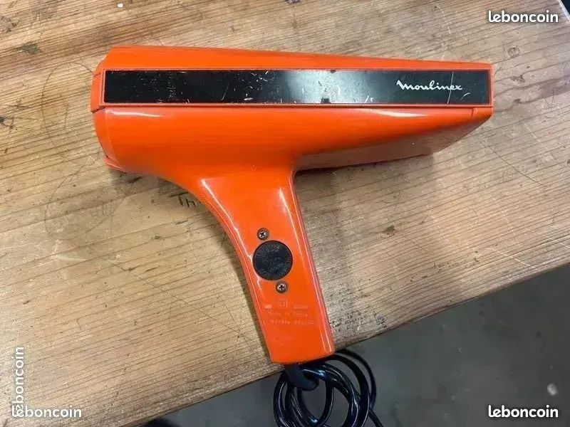 Sèche-cheveux Vintage Moulinex Orange - Années 70/80 - Fonctionne - 2 Vitesses - 220V - Occasion