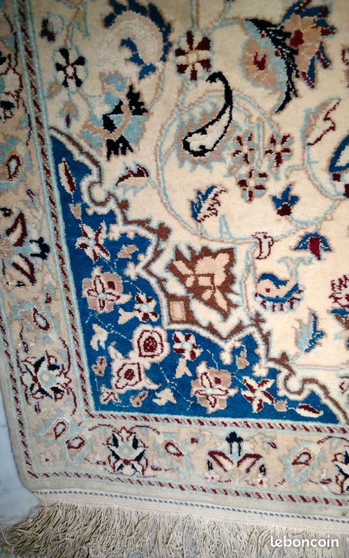 Tapis Nain officielle orientale 90x50 super état Laine naturelle et soie pure (image 2)