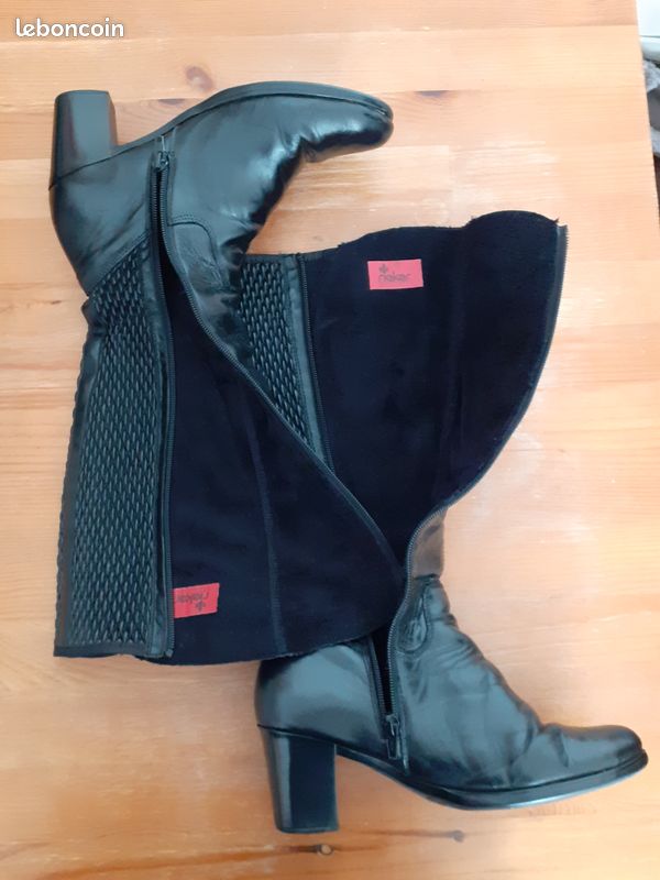 Bottes Replay Talons Cuir Noir Taille 37 - Très Bon état Occasion