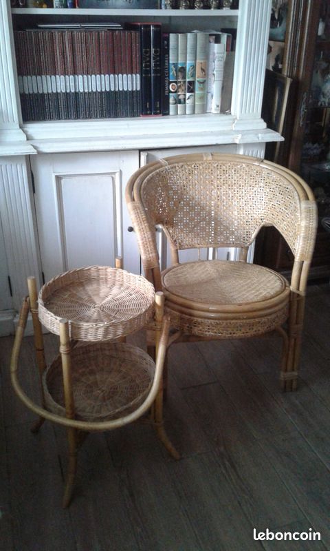 Fauteuil en rotin et sa desserte (image 10)