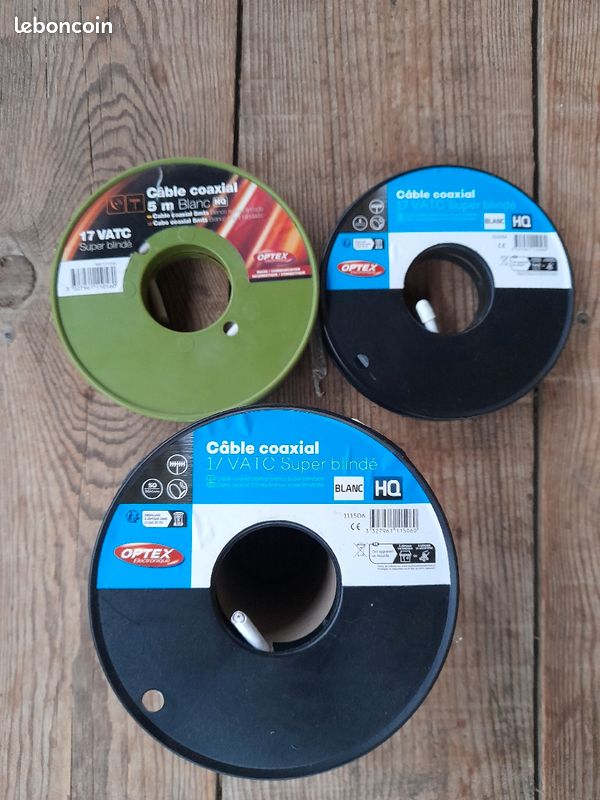 3 rouleaux de câble coaxial neuf (image 1)