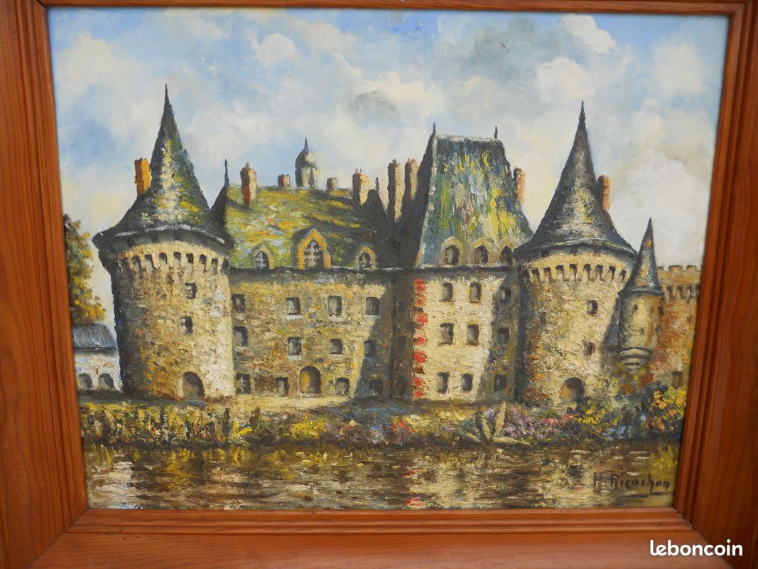 Tableau Ancien Gouache - Château Sur Le Rhin, XIXème, Style Grand Tour