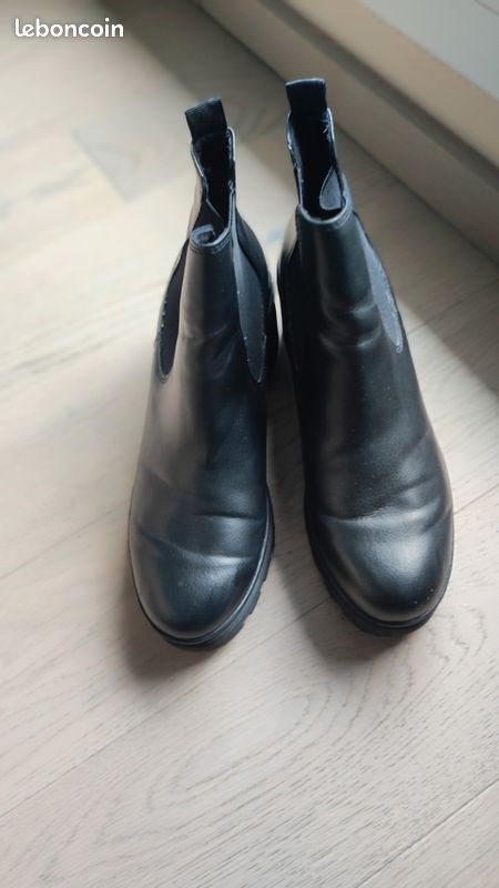 Bottines Noires Marco Tozzi Taille 38 - Cuir Véritable - Comme Neuves - Occasion