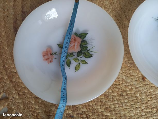 Assiettes à soupe/salade Arcopal France vintage avec fleurs roses, bleues et jaunes. 8 pcs - France