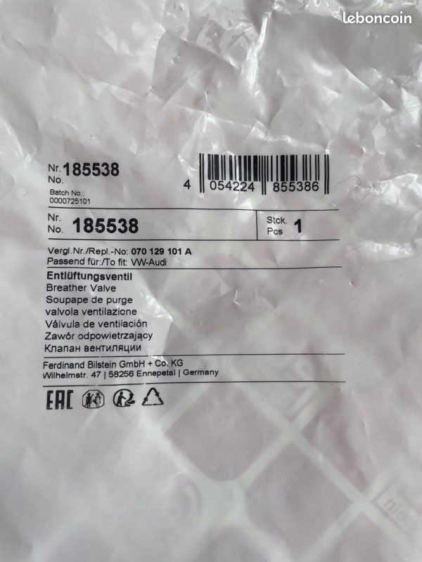 Soupape reniflard FEBI 185538 VW 2.5 TDI – 070129101A (image 2)