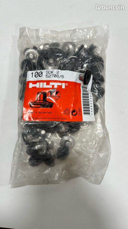 Hilti SDK2 - 100 x Capuchons d'étanchéité pour les clous utilisés sur les toits exposés et pour l'habillage (image 1)