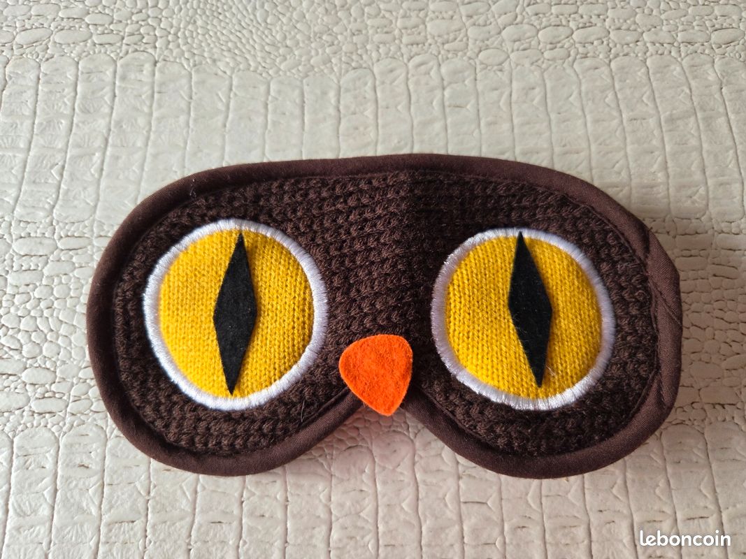 Masque De Nuit Nocturne Chouette Hibou Style Crochet Neuf (image 3)