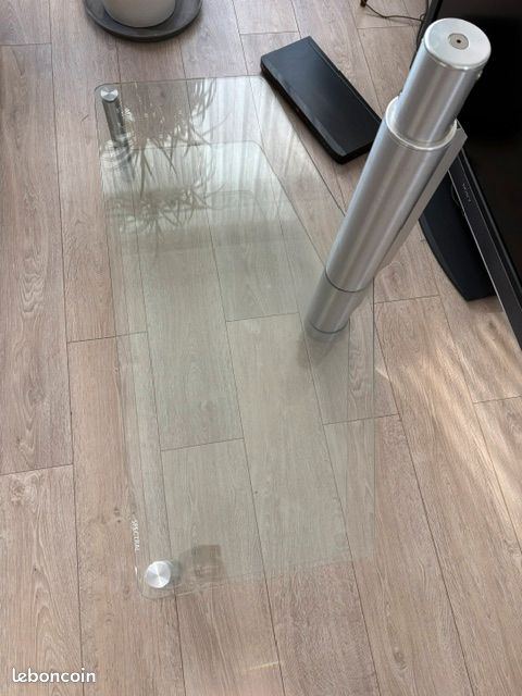 Meuble TV Spectral Vitres transparentes pieds silver (image 1)